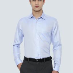 Louis Philippe Blue Cotton Regular Fit Self Pattern Shirt-image-50
