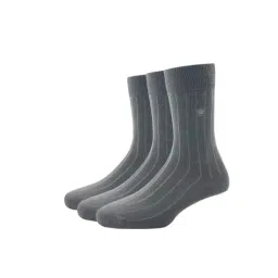 Louis Philippe Grey Cotton Socks (Pack of 3)-image-76
