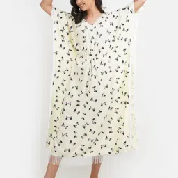 KOI SLEEPWEAR Light Yellow Printed Kaftan Nighty-picture-19