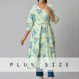 Aurelia Women Green Floral Print Rayon Kurta-image-94