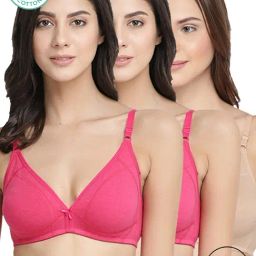 Inner Sense Pink & Beige Half Coverage T-Shirt Bra - Pack of 3-image-38