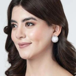 NVR White Silver Plated Circular Stud earrings for Women-image-66