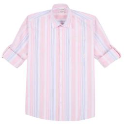 Cavio Boys Pink Cotton Striped Comfort Fit Shirt-image-49