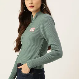 DressBerry Women Zip Closure Acrylic Cardigan image 2
