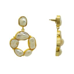 Johori Handcrafted Unshaped MOP Designer Dangler Earrings for Women image 3