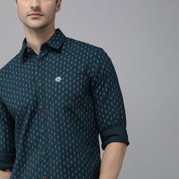 u.s. polo assn. denim co. U S Polo Assn Denim Co Men Navy Blue Slim Fit Printed Pure Cotton Casual Shirt-picture-23