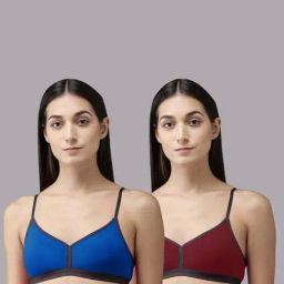 AROUSY Blue & Maroon Cotton T-Shirt Bra - Pack Of 2-picture-23