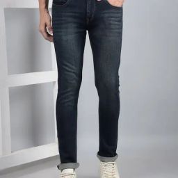 Crimsoune Club Blue Blended Slim Solid Jeans-image-53