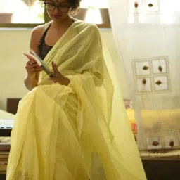 Suta Yellow Solid Saree Without Blouse-picture-4