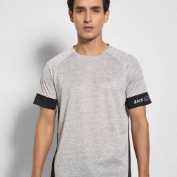 Ajile By Pantaloons Grey Slim Fit Colour Block T-Shirts-picture-38