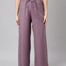 SHOWOFF Mauve Regular Fit Mid Rise Palazzos-16