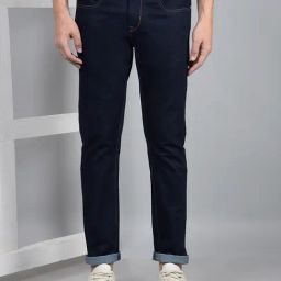 Crimsoune Club Blue Blended Slim Solid Jeans-image-80