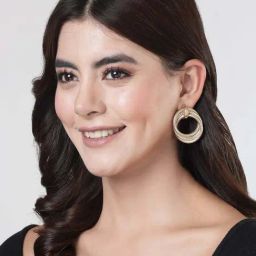 NVR Gold Circular Drop Earrings for Women-47