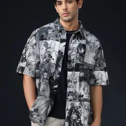 The Souled Store Grey Relaxed Fit Graphic Shirt-image-61