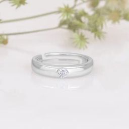 Ornate Jewels 925 Silver American Diamond Solitaire Adjustable Ring-image-48