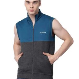 Kalt Dark Grey Melange & Teal Regular Fit Jacket-picture-34