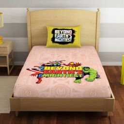 Spaces Character Based Orange 180 TC Cotton Single Bed Sheet with 1 Pillow Cover-image-83