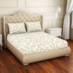 Welspun Floral Orange 150 TC Cotton Double Bed Sheet with 2 Pillow Covers-image-11