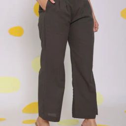 KAORI BY SHREYA AGARWAL Grey Linen Solid Pants-image-63