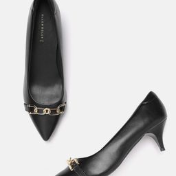Allen Solly Black Solid Pumps with Chain Detail-40