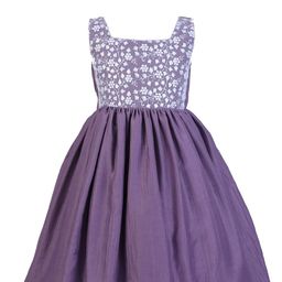 BAESD Girls Floral Embroidered Sequinned Gathered Silk Fit & Flare Dress-55