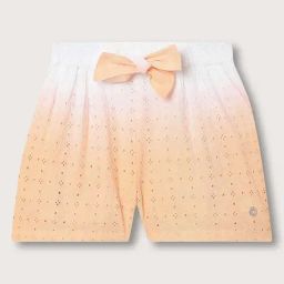 Elle Kids Yellow & White Cotton Embroidered Shorts-image-32