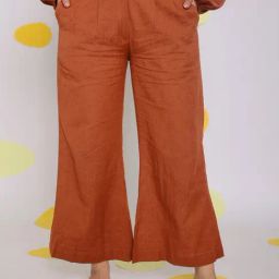KAORI BY SHREYA AGARWAL Brown Linen Solid Pants-image-96