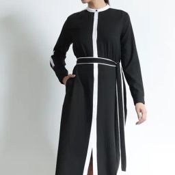 Fablestreet Black Polyester Solid Fit And Flare Dress-picture-43