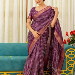 Mirchi Fashion Purple Silk Blend Leheriya Printed Saree For Women-picture-19