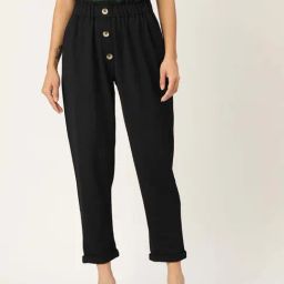 ZASTRAA Black Solid Trousers-picture-28