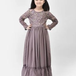 Eavan Kids Mauve Embroidered Full Sleeves Gown-picture-9