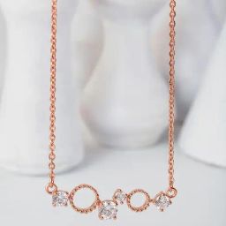 Silberry 92.5 Sterling Rose Gold Crystal Gears Necklace-image-79