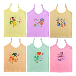 NEW TRINATH HOSIERY Girls Pack Of 6 Printed Cotton Camisoles-picture-37