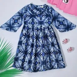 Bella Moda Kids Blue Printed Full Sleeves Fit & Flare Dress-image-34