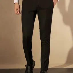 DENNISON Men Checked Smart Tapered Fit Easy Wash Trousers-image-41