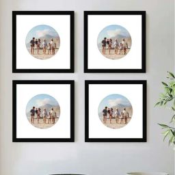 Art Street Black Synthetic Wood Photo Frame With Round Shape Mat - Set of 4-0