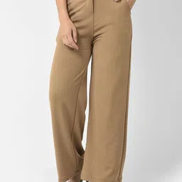 Chemistry Women Relaxed Straight Leg Flared High-Rise Trousers-picture-1
