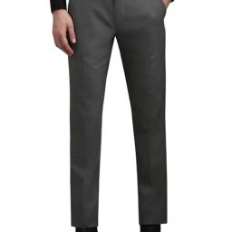 Louis Philippe Grey Blended Slim fit Solid Trouser-image-36