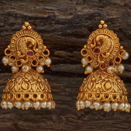 Kushal's Fashion Jewellery Ruby Gold Polished Antique Earring for Women-picture-27