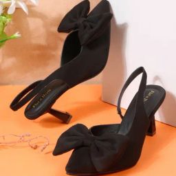 Flat N Heels Women's Black Sling Back Stilettos-image-89