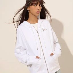 Nuon by Westside White Printed Cotton Hooded Jacket-20