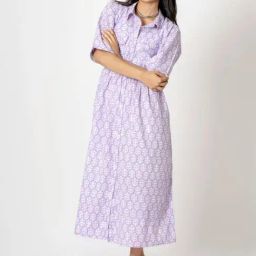 Kameez by Pooja LilacCapsule 24 Hand Print Cotton Dress-image-21
