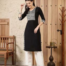 Stylum Black Embroidered Straight Kurta-image-21