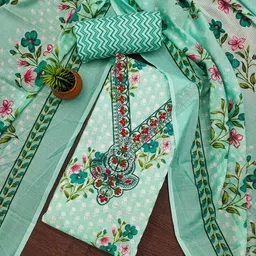 KALINI Floral Printed Thread Work Unstitched Dress Material-image-99