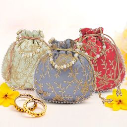 Kuber Industries Set of 3 Embroidered Potli Clutch-12
