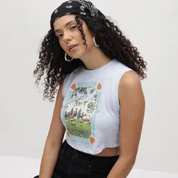 The Roadster Life Co. Graphic Printed Pure Cotton Oversized Fit Crop T-shirt-picture-49