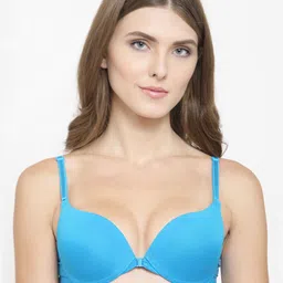 Quttos Turquoise Blue Solid Underwired Lightly Padded Push-Up Bra QT-1-BR-203091-picture-2