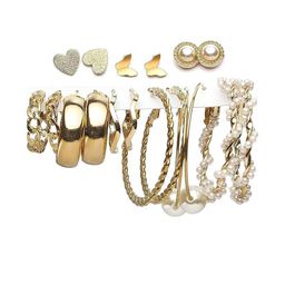Inara Robes Set of 9 Gold-Plated Pearl Hoop & Stud Earring Set-image-49