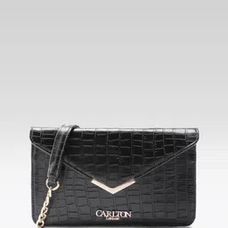 Carlton London Black Textured Sling Bag-image-13