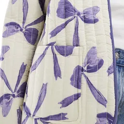 LULU & SKY Women Collarless Conversational Printed Casual Open Front Jacket image 3